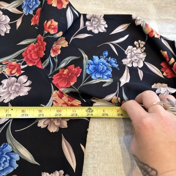 ALFRED DUNNER Large‎ 18 Top Elastic Waist Floral 1/4 Button Collared Lightweight - Picture 8 of 9